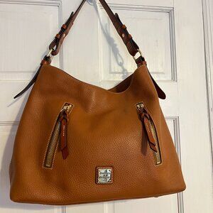 Dooney & Bourke Pebbled Hobo Bag — Red Lining, Gold Acents, Studded Bottom